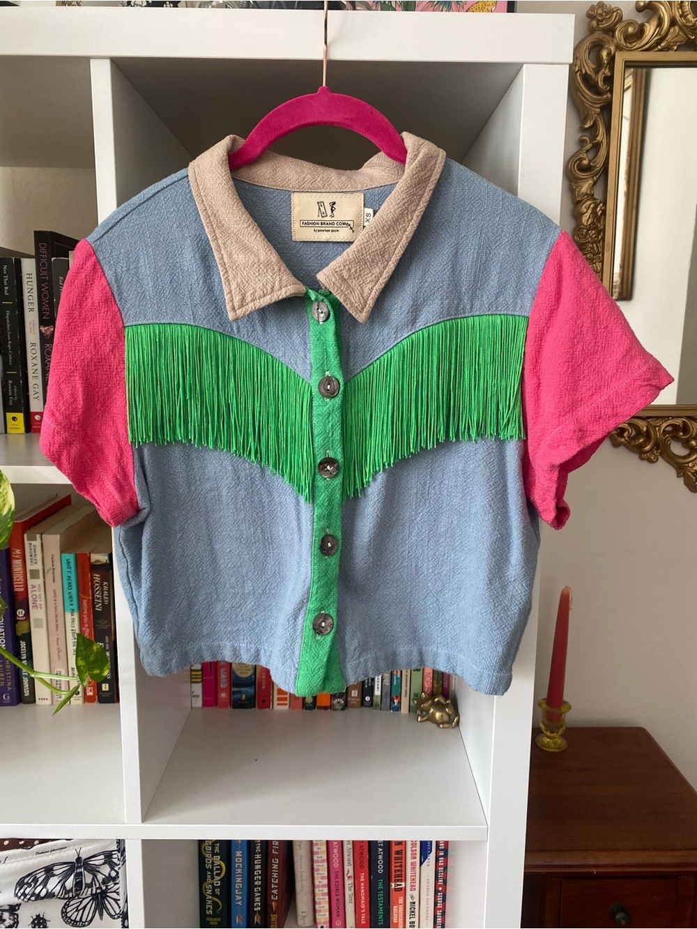 FBC OOAK Scrap Fabric Fringe Blouse